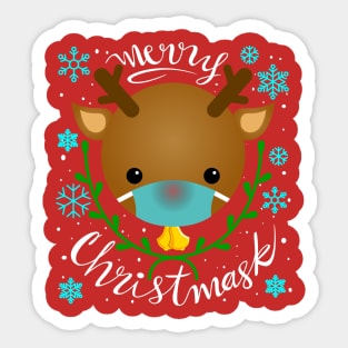 MERRY CHRISTMASK - Reindeer design Sticker